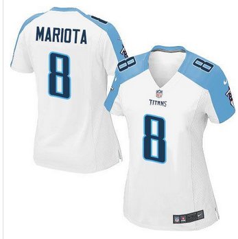 Women New Titans #8 Marcus Mariota White Stitched NFL Elite Jersey