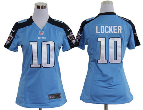 Women Nike Tennessee Titans 10 Jake Locker Blue Jerseys