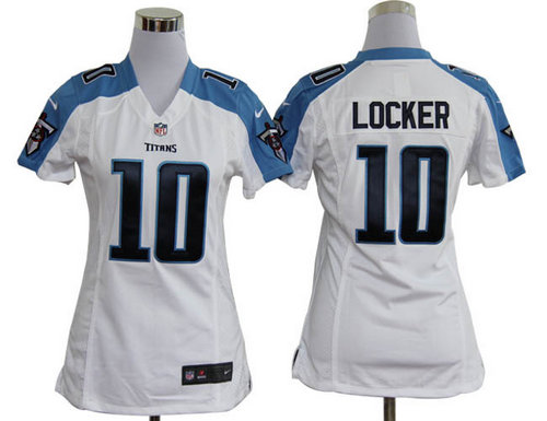 Women Nike Tennessee Titans 10 Jake Locker White Jerseys