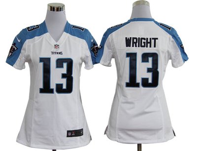 Women Nike Tennessee Titans 13 Kendall Wright White Jerseys