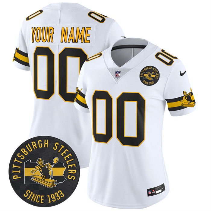 Women's Pittsburgh Steelers Throwback 1933 Patch white Vapor Limited All Stitched Jersey Women's Pittsburgh Steelers Throwback 1933 Patch white Vapor Limited All Stitched Jersey