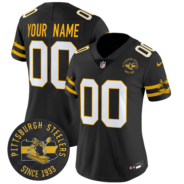 Women's Pittsburgh Steelers Throwback 1933 Patch black Vapor Limited All Stitched Jersey Women's Pittsburgh Steelers Throwback 1933 Patch black Vapor Limited All Stitched Jersey
