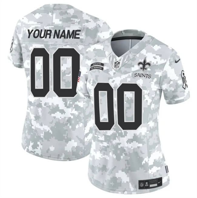 Women's New Orleans Saints Active Player Custom 2024 F.U.S.E Arctic Camo Salute To Service Limited Stitched Football Jersey(Run Small) Women's New Orleans Saints Active Player Custom 2024 F.U.S.E Arctic Camo Salute To Service Limited Stitched Football Jersey(Run Small)