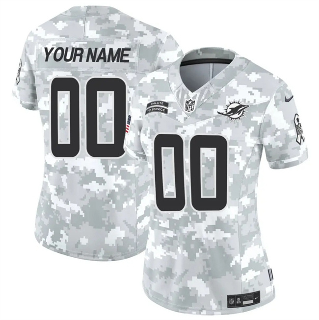 Women's Miami Dolphins Active Player Custom 2024 F.U.S.E Arctic Camo Salute To Service Limited Stitched Football Jersey(Run Small) Women's Miami Dolphins Active Player Custom 2024 F.U.S.E Arctic Camo Salute To Service Limited Stitched Football Jersey(Run Small)