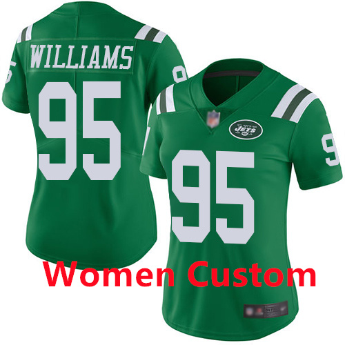 Custom Women's Jets White Stitched Football Rush Jersey Custom Women's Jets White Stitched Football Rush Jersey