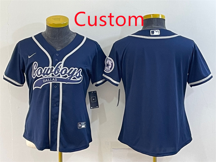 Custom Women's Dallas Cowboys Navy Baseball Jersey Custom Women's Dallas Cowboys Navy Baseball Jersey