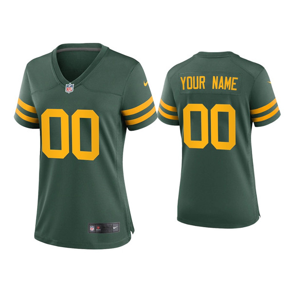 Custom Women Packers Alternate Game Green Jersey Custom Women Packers Alternate Game Green Jersey