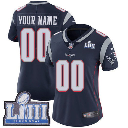 Customized Women's New England Patriots Vapor Untouchable Super Bowl LIII Bound Limited Navy Blue Nike NFL Home Jersey Customized Women's New England Patriots Vapor Untouchable Super Bowl LIII Bound Limited Navy Blue Nike NFL Home Jersey
