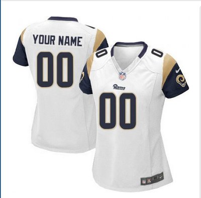 Women's Nike Los Angeles Rams Customized Elite White NFL Jersey Women's Nike Los Angeles Rams Customized Elite White NFL Jersey