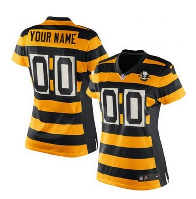 Women's Nike Pittsburgh Steelers Customized Elite YellowBlack Alternate 80TH Anniversary Throwback NFL Jersey Women's Nike Pittsburgh Steelers Customized Elite YellowBlack Alternate 80TH Anniversary Throwback NFL Jersey