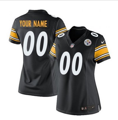 Women's Nike Pittsburgh Steelers Customized Elite Black Team Color NFL Jersey Women's Nike Pittsburgh Steelers Customized Elite Black Team Color NFL Jersey