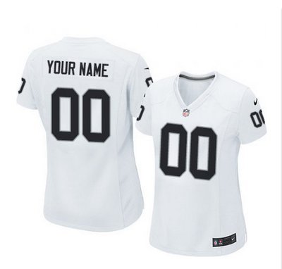 Women's Nike Oakland Raiders Customized Elite White NFL Jersey Women's Nike Oakland Raiders Customized Elite White NFL Jersey