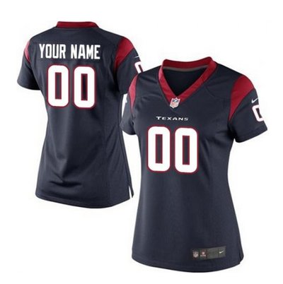 Women's Nike Houston Texans Customized Elite Navy Blue Team Color NFL Jersey