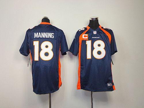 Nike Broncos #18 Peyton Manning Blue Alternate With C Patch Youth Stitched NFL Elite Jersey Nike Broncos #18 Peyton Manning Blue Alternate With C Patch Youth Stitched NFL Elite Jersey