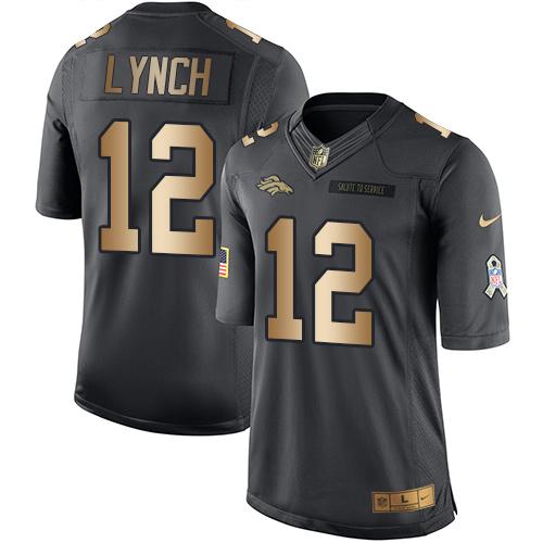 Nike Broncos #12 Paxton Lynch Black Youth Stitched NFL Limited Gold Salute to Service Jersey Nike Broncos #12 Paxton Lynch Black Youth Stitched NFL Limited Gold Salute to Service Jersey