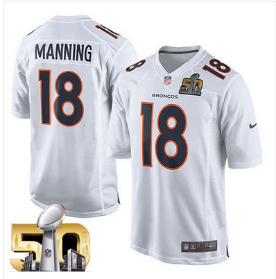 Nike Broncos #18 Peyton Manning White Super Bowl 50 Youth Stitched NFL Game Event Jersey Nike Broncos #18 Peyton Manning White Super Bowl 50 Youth Stitched NFL Game Event Jersey