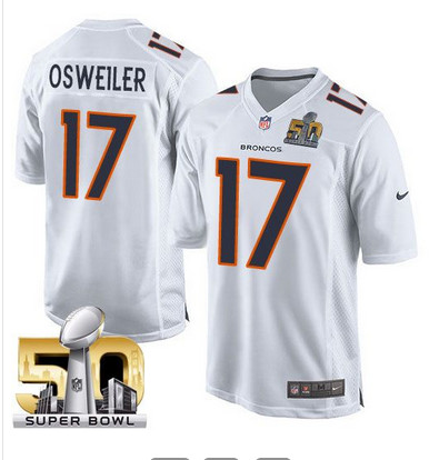 Nike Broncos #17 Brock Osweiler White Super Bowl 50 Youth Stitched NFL Game Event Jersey