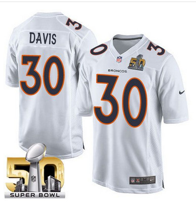 Nike Broncos #30 Terrell Davis White Super Bowl 50 Youth Stitched NFL Game Event Jersey Nike Broncos #30 Terrell Davis White Super Bowl 50 Youth Stitched NFL Game Event Jersey