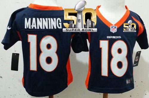 Toddler Nike Broncos #18 Peyton Manning Navy Blue Alternate Super Bowl 50 Stitched NFL Elite Jersey Toddler Nike Broncos #18 Peyton Manning Navy Blue Alternate Super Bowl 50 Stitched NFL Elite Jersey
