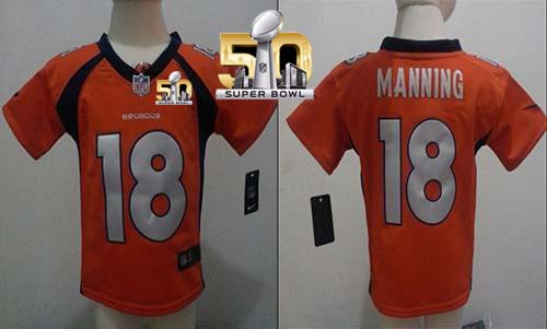 Toddler Nike Broncos #18 Peyton Manning Orange Team Color Super Bowl 50 Stitched NFL Elite Jersey Toddler Nike Broncos #18 Peyton Manning Orange Team Color Super Bowl 50 Stitched NFL Elite Jersey