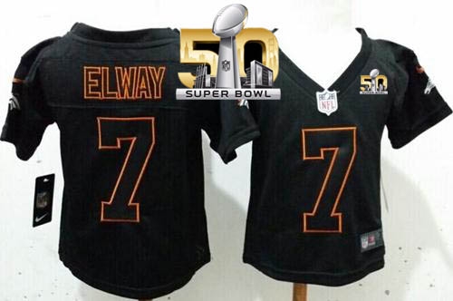 Toddler Nike Broncos #7 John Elway Lights Out Black Super Bowl 50 Stitched NFL Elite Jersey Toddler Nike Broncos #7 John Elway Lights Out Black Super Bowl 50 Stitched NFL Elite Jersey