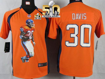Nike Broncos #30 Terrell Davis Orange Team Color Super Bowl 50 Youth Portrait Fashion NFL Game Jersey Nike Broncos #30 Terrell Davis Orange Team Color Super Bowl 50 Youth Portrait Fashion NFL Game Jersey