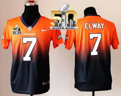 Nike Broncos #7 John Elway OrangeBlue Super Bowl 50 Youth Stitched NFL Elite Fadeaway Fashion Jersey Nike Broncos #7 John Elway OrangeBlue Super Bowl 50 Youth Stitched NFL Elite Fadeaway Fashion Jersey
