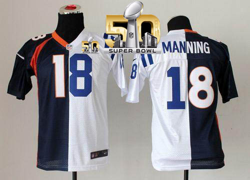 Nike Broncos #18 Peyton Manning BlueWhite Super Bowl 50 Youth Stitched NFL Elite Split Colts Jersey Nike Broncos #18 Peyton Manning BlueWhite Super Bowl 50 Youth Stitched NFL Elite Split Colts Jersey
