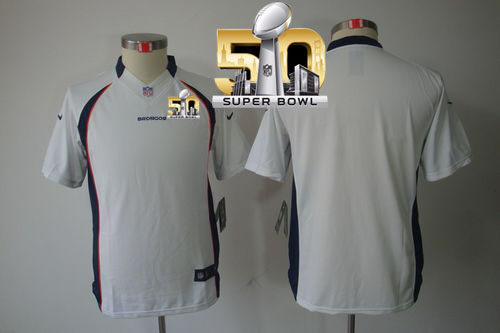 Nike Broncos Blank White Super Bowl 50 Youth Stitched NFL Limited Jersey Nike Broncos Blank White Super Bowl 50 Youth Stitched NFL Limited Jersey