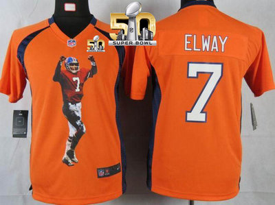 Nike Broncos #7 John Elway Orange Team Color Super Bowl 50 Youth Portrait Fashion NFL Game Jersey Nike Broncos #7 John Elway Orange Team Color Super Bowl 50 Youth Portrait Fashion NFL Game Jersey