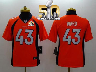 Nike Broncos #43 T.J. Ward Orange Team Color Super Bowl 50 Youth Stitched NFL New Limited Jersey Nike Broncos #43 T.J. Ward Orange Team Color Super Bowl 50 Youth Stitched NFL New Limited Jersey