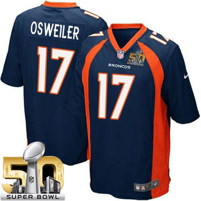 Nike Broncos #17 Brock Osweiler Blue Alternate Super Bowl 50 Youth Stitched NFL New Elite Jersey