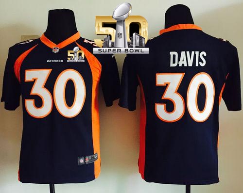 Nike Broncos #30 Terrell Davis Blue Alternate Super Bowl 50 Youth Stitched NFL New Elite Jersey Nike Broncos #30 Terrell Davis Blue Alternate Super Bowl 50 Youth Stitched NFL New Elite Jersey