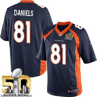 Nike Broncos #81 Owen Daniels Blue Alternate Super Bowl 50 Youth Stitched NFL New Elite Jersey