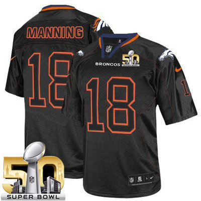 Nike Broncos #18 Peyton Manning Lights Out Black Super Bowl 50 Youth Stitched NFL Elite Jersey Nike Broncos #18 Peyton Manning Lights Out Black Super Bowl 50 Youth Stitched NFL Elite Jersey