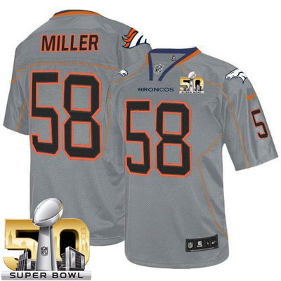Nike Broncos #58 Von Miller Lights Out Grey Super Bowl 50 Youth Stitched NFL Elite Jersey Nike Broncos #58 Von Miller Lights Out Grey Super Bowl 50 Youth Stitched NFL Elite Jersey