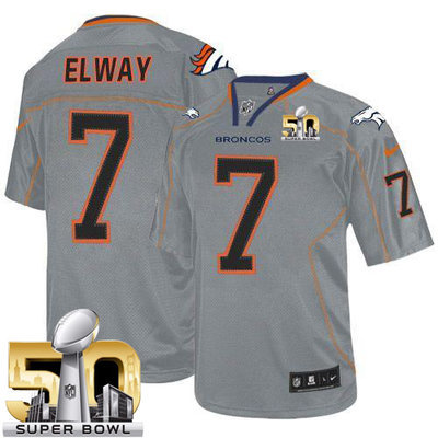 Nike Broncos #7 John Elway Lights Out Grey Super Bowl 50 Youth Stitched NFL Elite Jersey Nike Broncos #7 John Elway Lights Out Grey Super Bowl 50 Youth Stitched NFL Elite Jersey