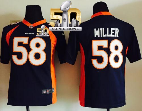 Nike Broncos #58 Von Miller Blue Alternate Super Bowl 50 Youth Stitched NFL Elite Jersey Nike Broncos #58 Von Miller Blue Alternate Super Bowl 50 Youth Stitched NFL Elite Jersey