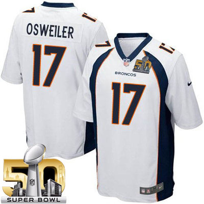 Nike Broncos #17 Brock Osweiler White Super Bowl 50 Youth Stitched NFL New Elite Jersey