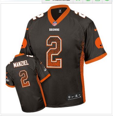 Youth NEW Browns #2 Johnny Manziel Brown Team Color NFL Elite Drift Fashion Jersey