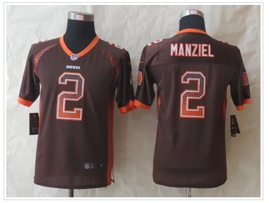 Youth NEW Browns #2 Johnny Manziel NFL Drift Fashion Brown Elite Jerseys