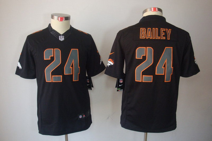 Youth NEW Denver Broncos 24 Champ Bailey Black Jerseys(Impact Limited)