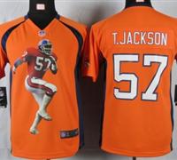 Nike youth Denver Broncos #57 T.jackson Orange Portrait Fashion Game Jerseys