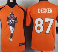 Nike youth Denver Broncos #87 Decker Orange Portrait Fashion Game Jerseys