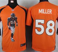 Nike youth Denver Broncos #58 Miller Orange Portrait Fashion Game Jerseys