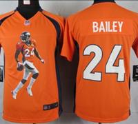 Nike youth Denver Broncos #24 Bailey Orange Portrait Fashion Game Jerseys