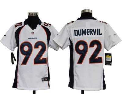 Youth Nike NFL Denver Broncos 92 Elvis Dumervil White Jerseys