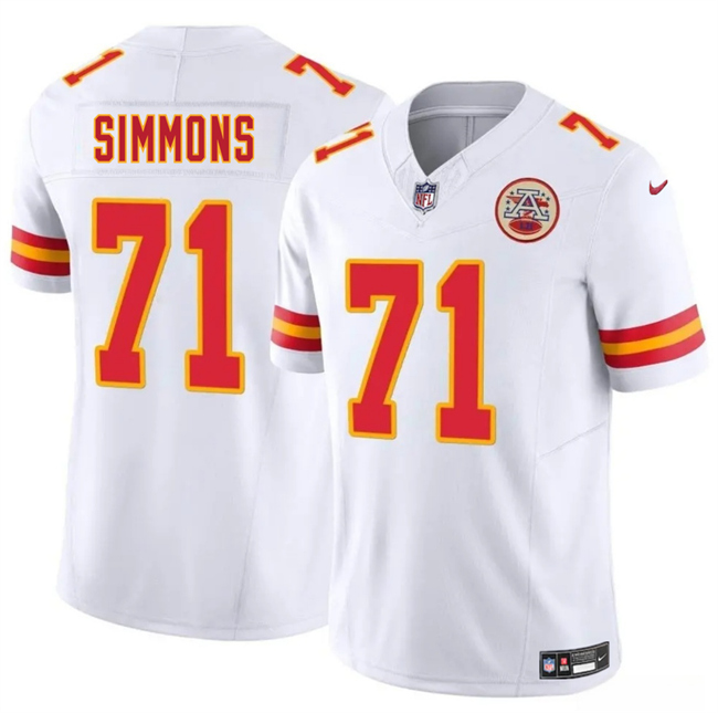 Youth Kansas City Chiefs #71 Josh Simmons White 2025 Draft F.U.S.E.Vapor Untouchable Limited Stitched Football Jersey Youth Kansas City Chiefs #71 Josh Simmons White 2025 Draft F.U.S.E.Vapor Untouchable Limited Stitched Football Jersey