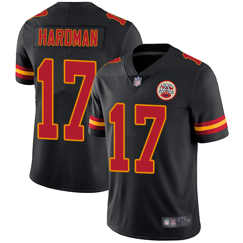 Chiefs #17 Mecole Hardman Black Youth Stitched Football Limited Rush Jersey Chiefs #17 Mecole Hardman Black Youth Stitched Football Limited Rush Jersey
