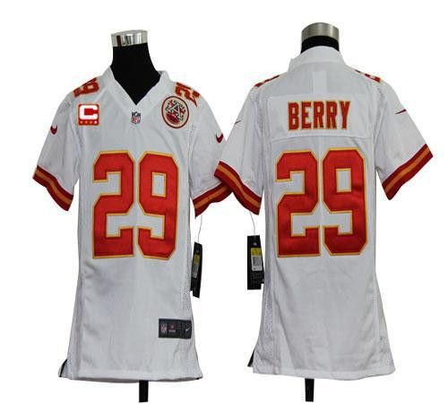 Nike Chiefs #29 Eric Berry White With C Patch Youth Stitched NFL Elite Jersey Nike Chiefs #29 Eric Berry White With C Patch Youth Stitched NFL Elite Jersey